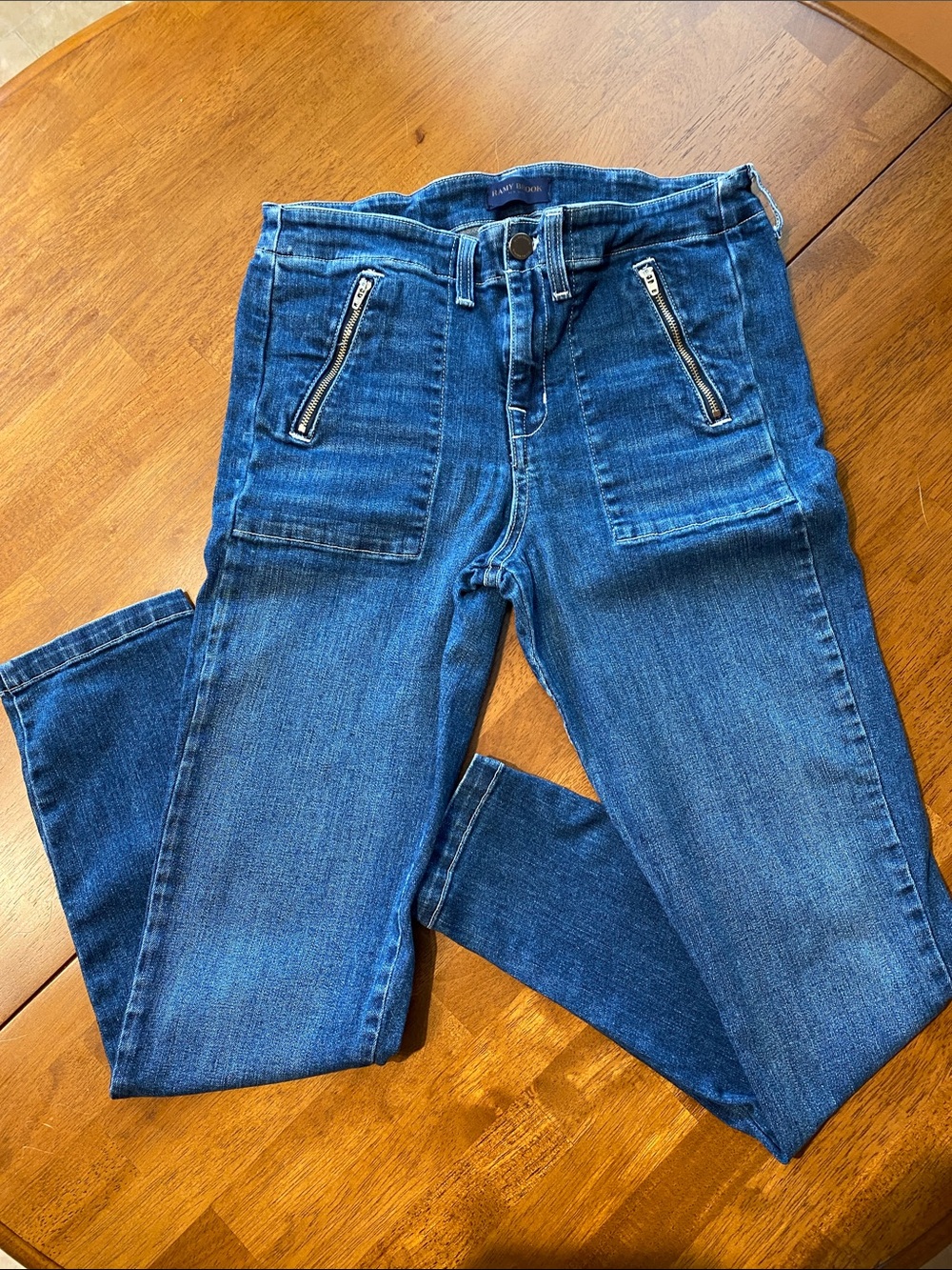Ramy Brook High Rise Medium Blue Skinny Jeans with Front Zip Pockets Size 29